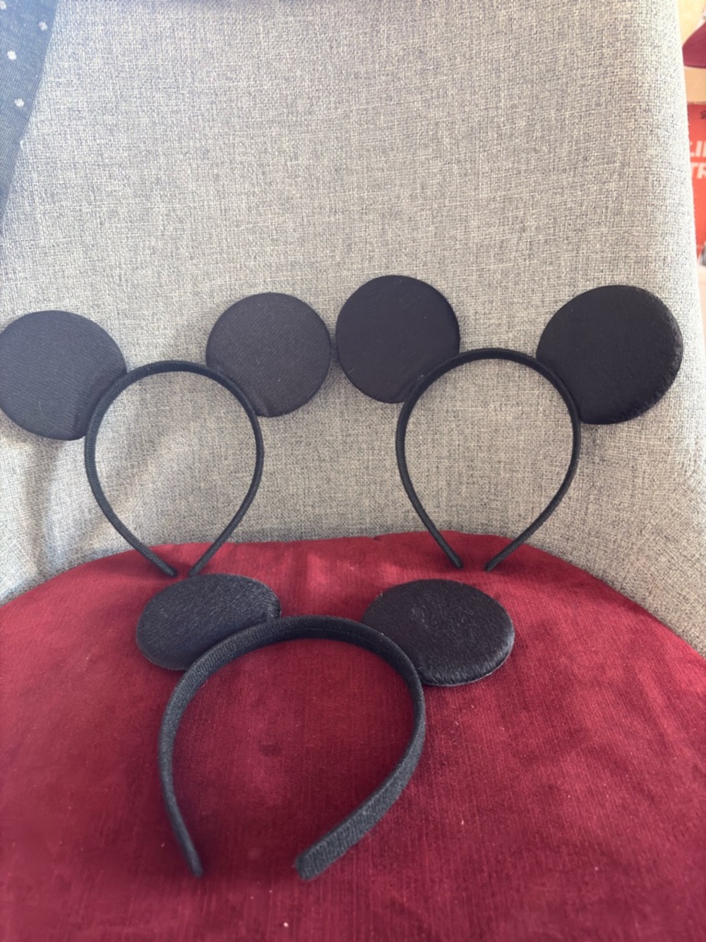 Never Use Set of 3 Plain Black Mouse Ears Hairbands